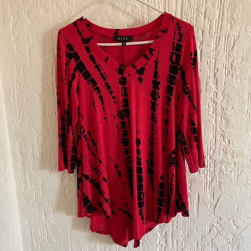 B.L.E.U. Red and Black Tunic Mini Dress Size Small - Picture 4 of 7